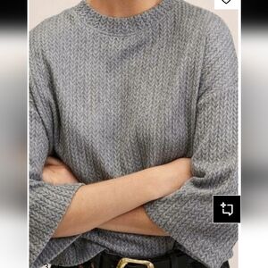 Mango Light Gray Textured Crewneck Sweater